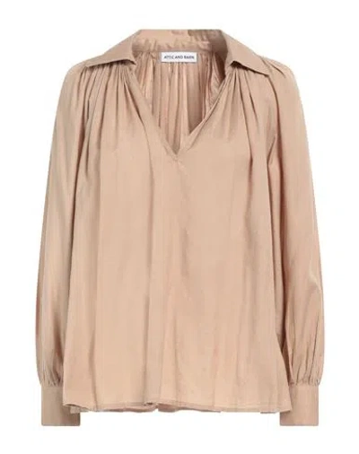 Attic And Barn Woman Top Light Brown Size 6 Cotton In Beige