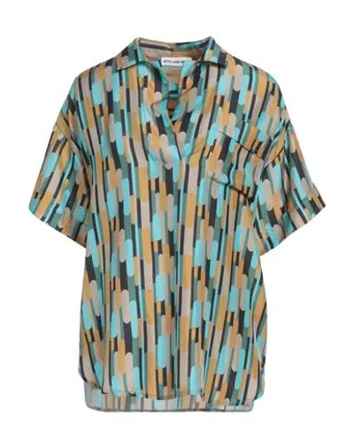 Attic And Barn Woman Top Turquoise Size 10 Silk In Blue