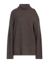 Attic And Barn Woman Turtleneck Khaki Size M Polyamide, Acrylic, Alpaca Wool, Wool, Elastane In Beige