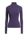Attic And Barn Woman Turtleneck Purple Size M Viscose, Polyester In Purple