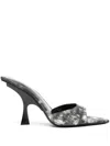 Attico 100mm Bleached-effect Pointed-toe Mules In Grey