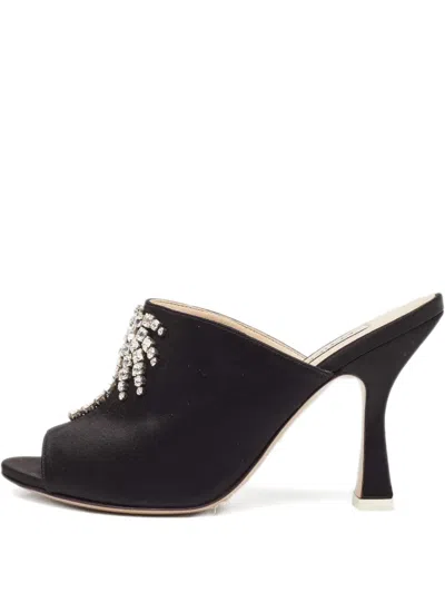Pre-owned Attico 100mm Crystal-embellished Satin Mules