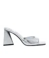 Attico Devon Metallic Platform Open Square Toe Mules In Silver