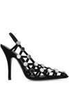 Attico 105mm Grid Rhinestone-embellished Pumps In Black