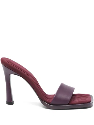 Attico 100mm Leather Mules In 紫色
