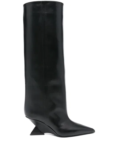 Attico 105mm Cheope Leather Tall Boots In Black
