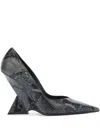 Attico Cheope Snake-effect Leather Pumps In Black