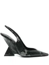Attico Cheope 105 Leather Slingback Pumps In Black