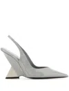 Attico Grey Leather Cheope Pumps In Grey