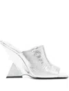Attico Cheope 105mm Laminated Leather Mules In Silver