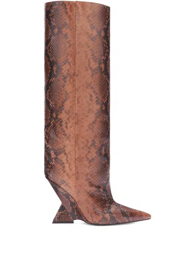 ATTICO 105MM CHEOPE SNAKESKIN WEDGE BOOTS