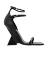 Attico 'grace' Black Sandals With Double Ankle Strap And Pyramid Wedge In Leather Woman In Black
