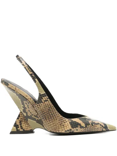 Attico Cheope 105 Leather Slingback Mules In Brown