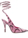 Attico 105mm Snakeskin Lace-up Pumps In Multi