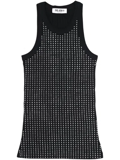 Attico The  Women Tank Top With Crystal Decoration In Black