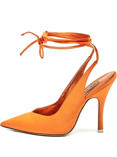 Pre-owned Attico 115mm Leather Heeled Pumps In Orange