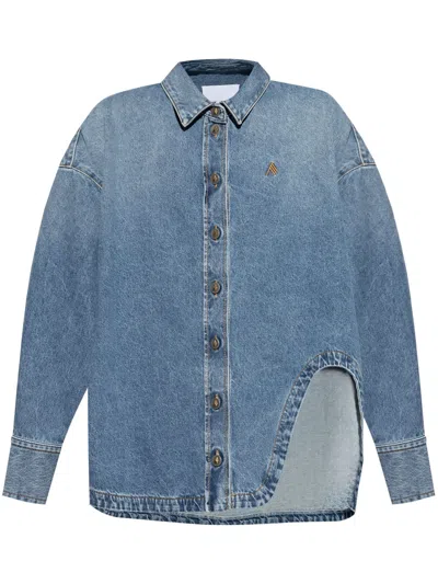 Attico Diana Denim Shirt Long Sleeves In Blue