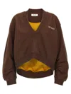 Attico Brown Cropped Sweatshirt With V Neck And Logo Lettering On The Front In Cotton Woman In Brown