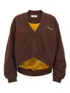 Attico Brown Cropped Sweatshirt With V Neck And Logo Lettering On The Front In Cotton Woman In Brown