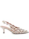 Attico 50mm Grid Slingback Pumps In White
