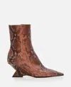Attico Cheope Snake-effect Leather Ankle Boots In Brown