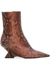 Attico Cheope Snake-effect Leather Ankle Boots In Brown
