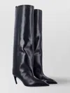Attico Leather High Shaft Ankle Boots With Pointed Toe In Black