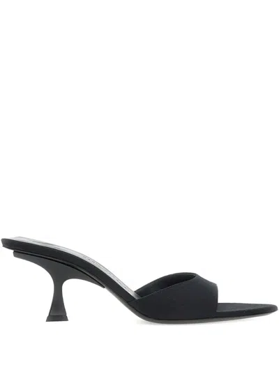 Attico Kitten Heel Open Toe Single Strap Mules In Black