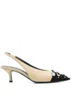 Attico 65mm Grid Slingback Pumps In Neutrals