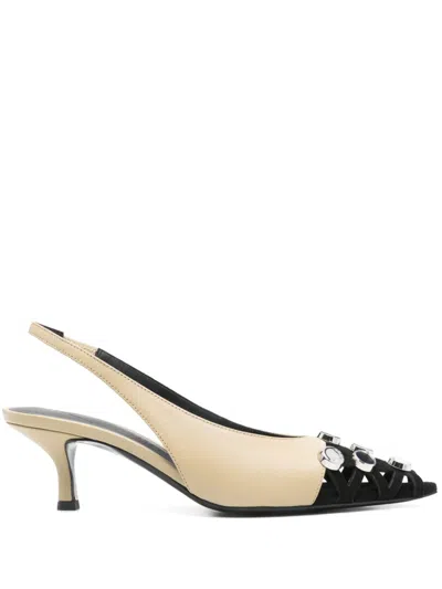 Attico Fiona Embellished Leather Slingback Pumps In Multicolor