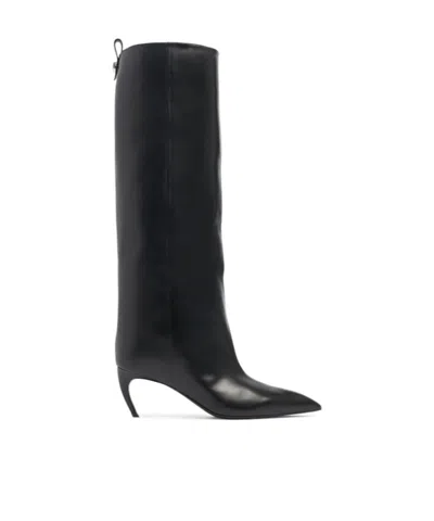 Attico 65mm Lea Heeled Leather High Boots In Black