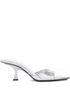 Attico 65mm Metallic Leather Mules In Silver