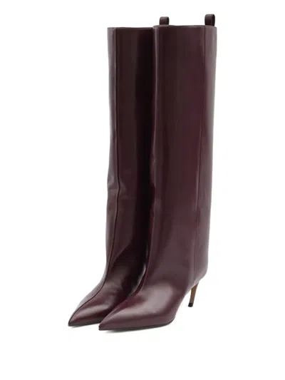 Attico 65mm Pointed-toe Leather Boots In Brown