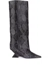 Attico 65mm Snakeskin-print Boots In Black