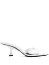 Attico Cracked Laminated Leather Bes Mules In Silver
