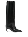 Attico Leather High Shaft Ankle Boots With Pointed Toe