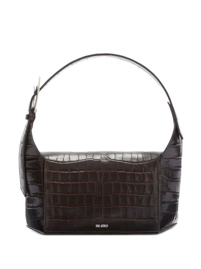 Attico 7/7 Crocodile-effect Shoulder Bag In Brown