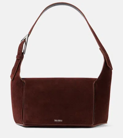 Attico 7/7 Suede Shoulder Bag In Brown
