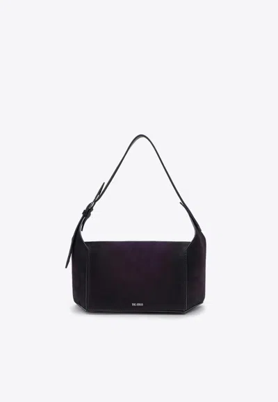 Attico 7/7 Suede Shoulder Bag In Purple