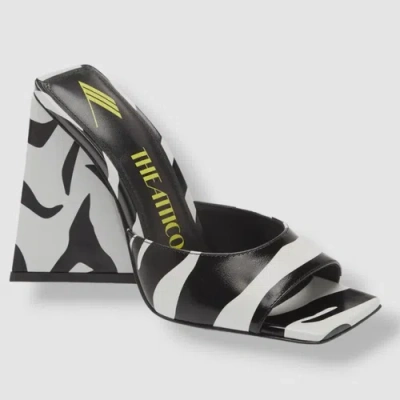 Pre-owned Attico $820 The  Women's Black Devon Stripe Slide Sandal Shoes Size Eu 38/us 8