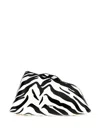 Attico Black And White Zebra Print Calfskin Clutch With Zip In White