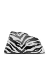 Attico Black And White Zebra Print Calfskin Clutch With Zip In White & Black