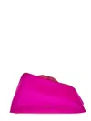 Attico Large Leather-trimmed Satin Clutch In Fuchsia