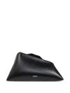 Attico Structured Nappa Leather Clutch With Magnetic Closure In Black