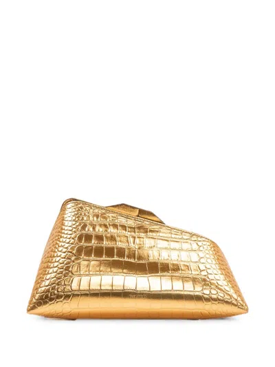 Attico 8.30pm Croc-effect Clutch Bag In Gold