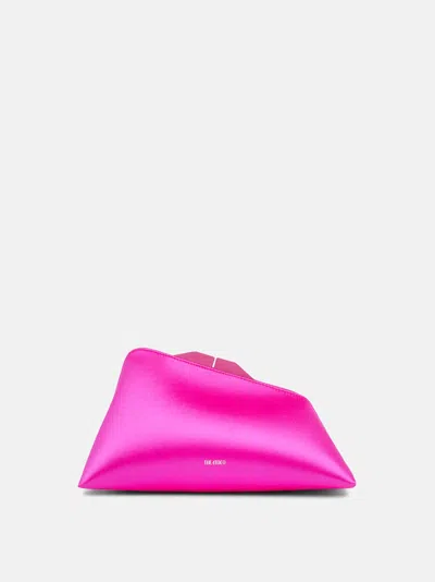 Attico Fuchsia Pink Silk Satin Logo Print Clutch For Women