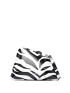 ATTICO 8.30PM LOGO-PRINT CLUTCH IN WHITE FOR WOMEN | ZEBRA PRINT ENVELOPE DESIGN