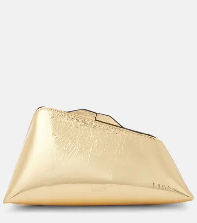 Attico 8:30pm Small Metallic Leather Clutch In Gold