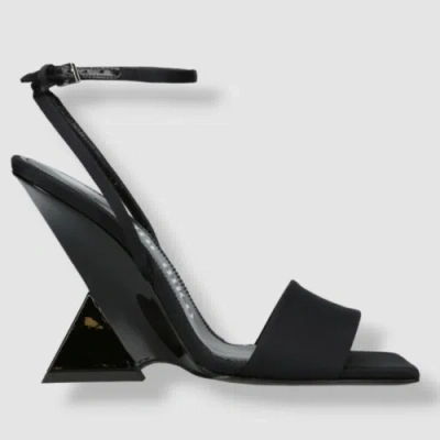 Pre-owned Attico $890 The  Women's Black Cheope Satin Ankle-strap Sandal Shoes Size 36