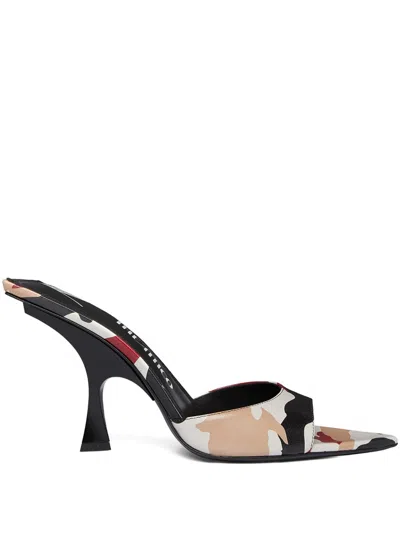 Attico 95mm Camouflage-print Sandals In Black